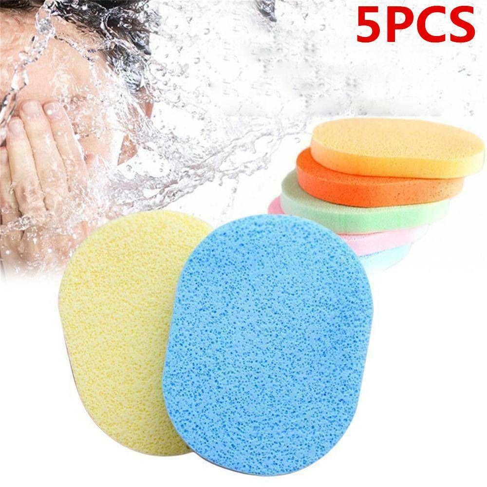5pcs/set Facial Wash Pad Makeup Remover Cleaning Sponge Puff Exfoliator Scrub