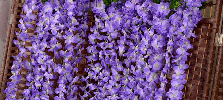 7-branch Wall Hanging Artificial Ivy Vine Hydrangea Garland Decor Purple