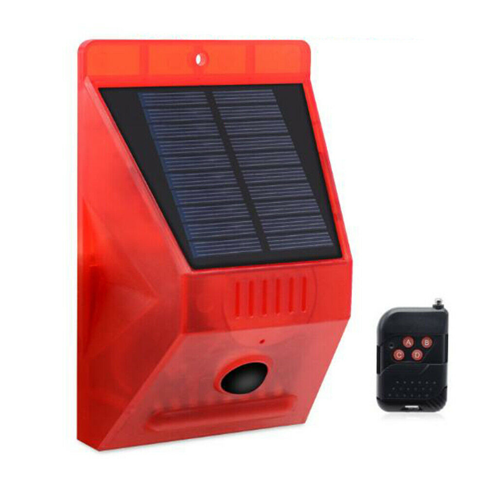 Solar Strobe Alarm Light, Motion Detector & 129db Sound Security Siren & IP65
