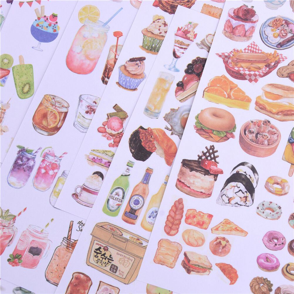 2Sheets Creative Food Drinks Diary Scrapbook Decoration DIY Stickers Toys .l8