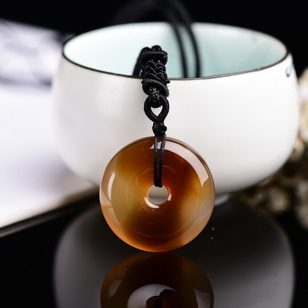 New Natural Healing Crystal Stone Necklace  Safety Button Pendant Amulet Jewelry