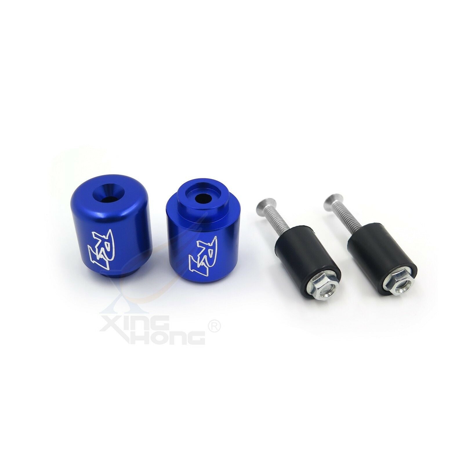 Blue Aluminum BAR ENDS Rubber For Yamaha FJR-1300 03-10