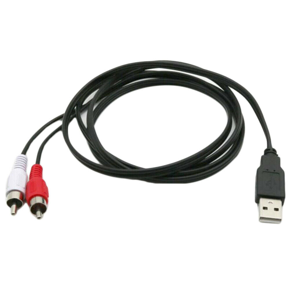USB A Male Plug To 2 RCA Female Cable Adapter TV Television Connector Cable