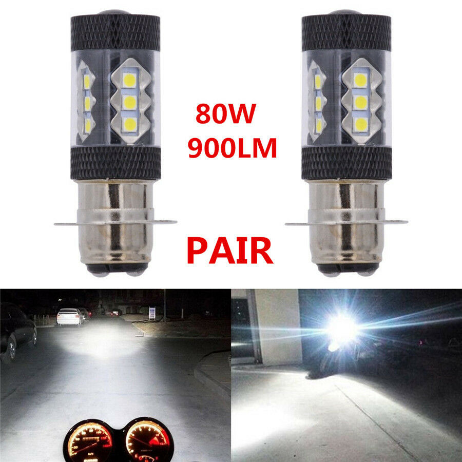 2Pcs 80W High Power 16 LED SMD P15D Motorcycle Headlight DRL Fog Light Lamp Bulb