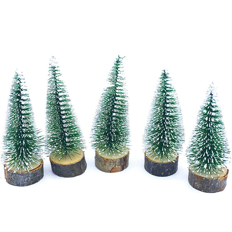 1PC Mini Small Wooden Snow Pine Needle Tree Christmas tree Desktop Table Ornamen