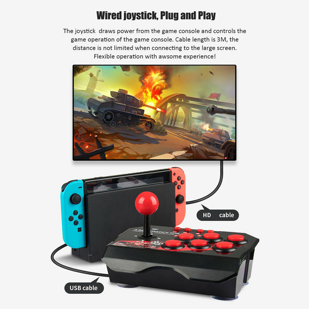 4-in-1 Retro Arcade Game Joystick Station USB Wired TURBO Rocker Controller @