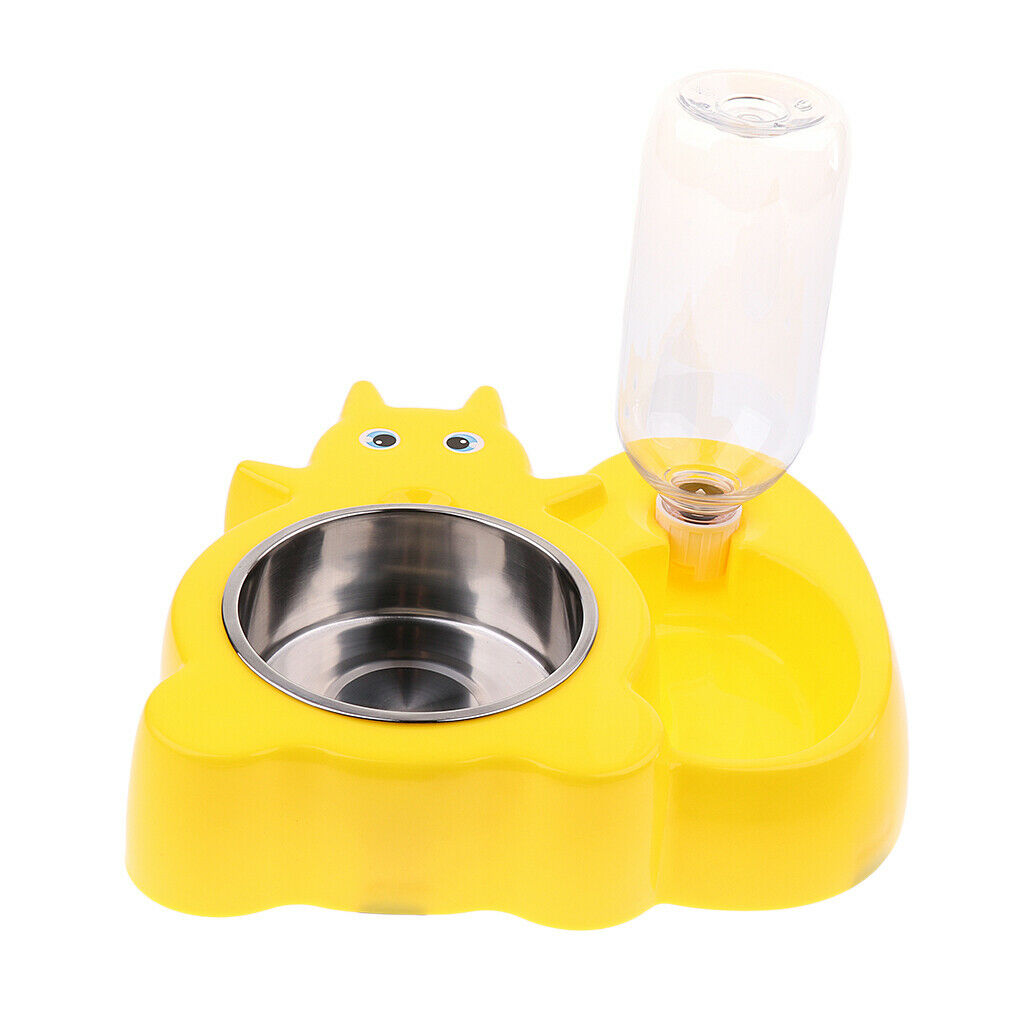 Automatic Feeder Pet Dog Cat Water Drinker Food Bowl Squirrel Yelllow
