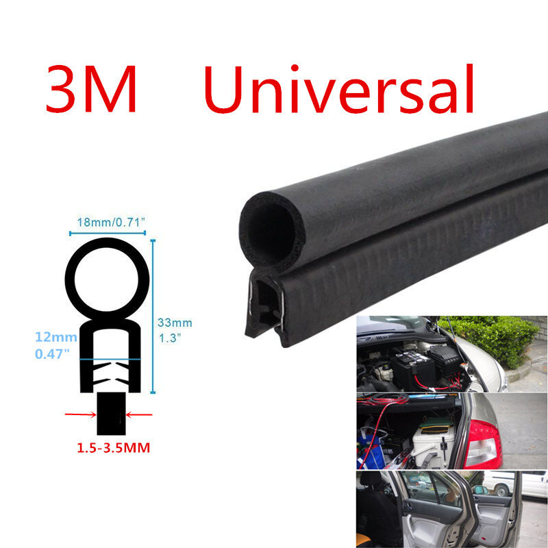 Black Car Auto Door Antiscratch Soundproof Edge Seal Strip O U Type Rubber Trim
