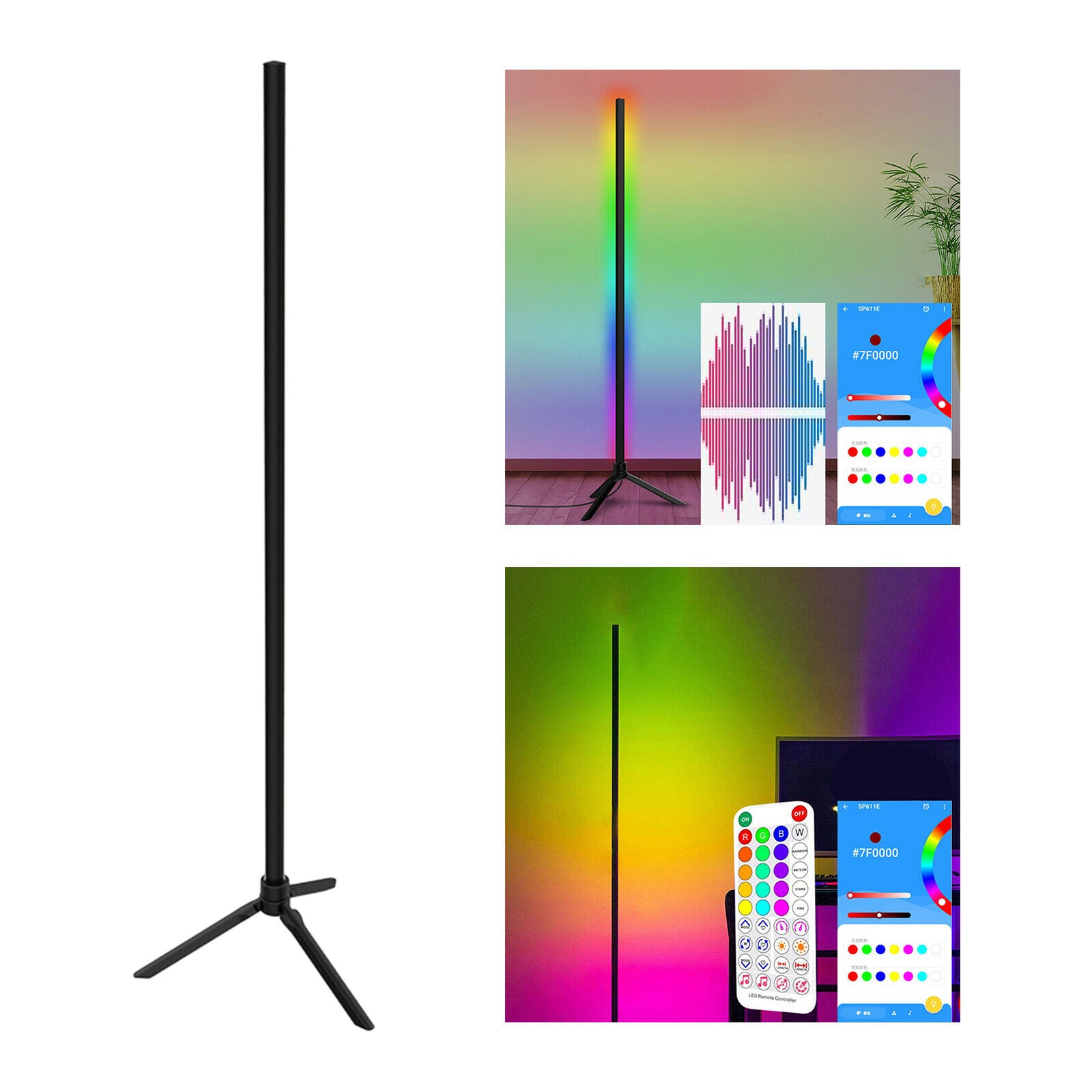 Corner Floor Lamp Color Changing APP Control for Living Room Home Decor Gift