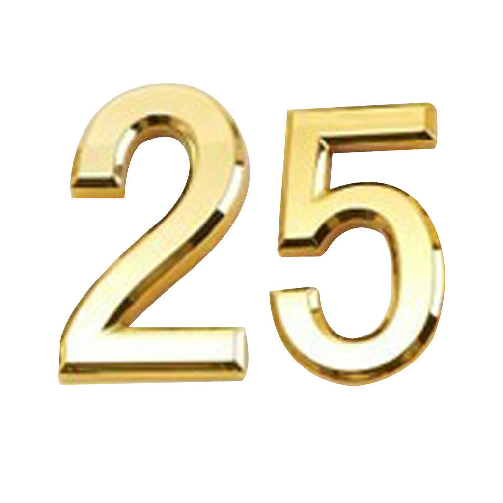 2x ABS Plastic Golden Self- Adhesive Door Number House Address Door Sign 2 5