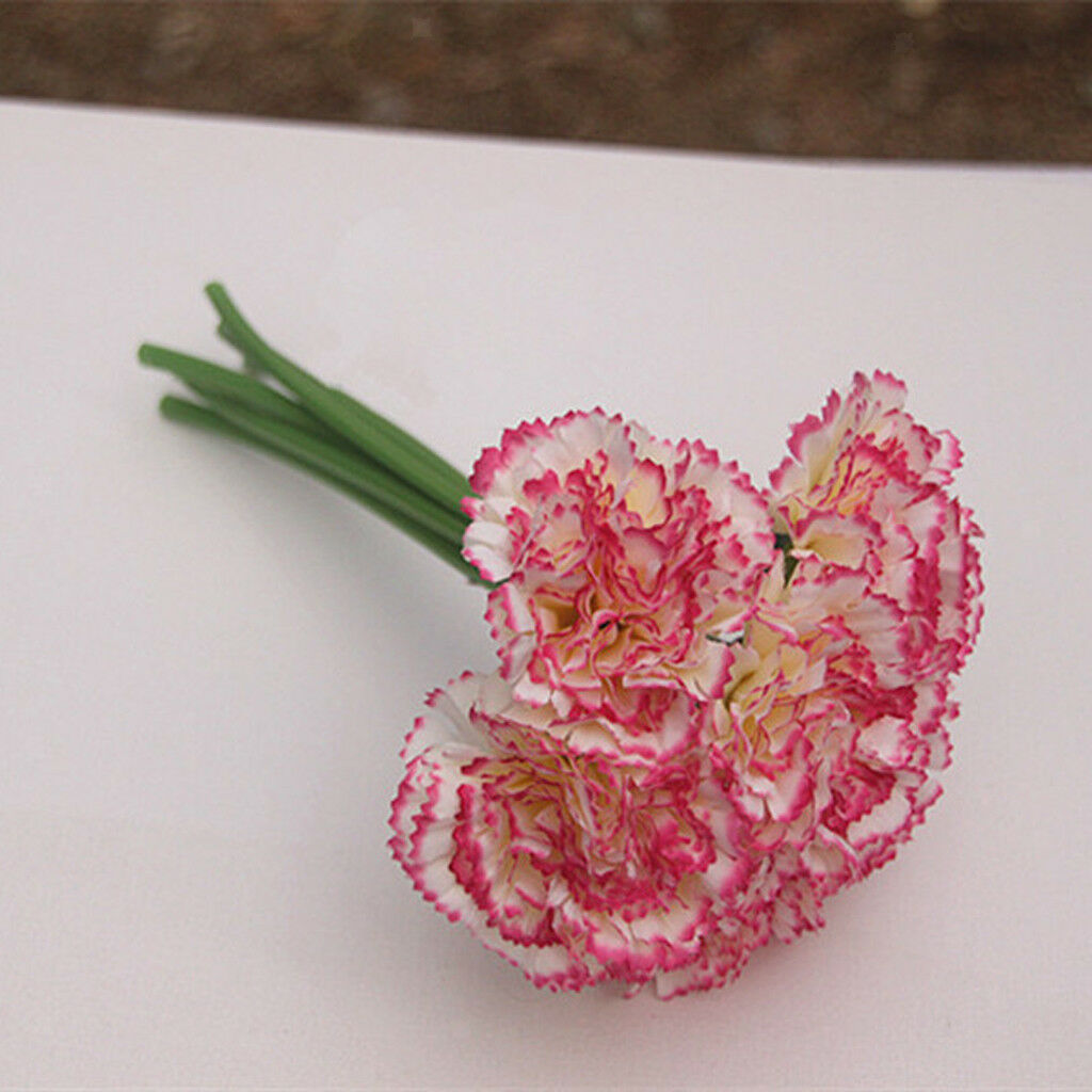Bunch Artificial Silk Flower 6 Single Carnation For Bouquet Wedding Decor #9