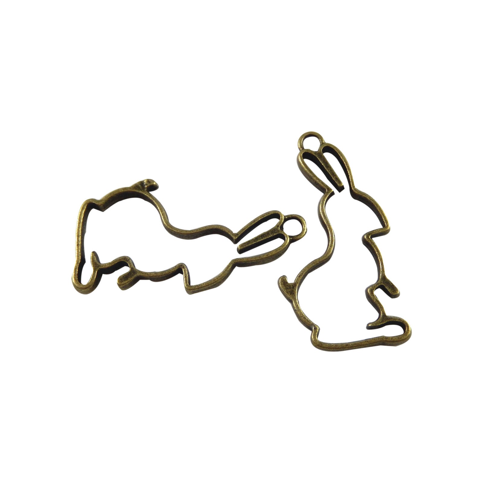 20pcs/pack Antiqued Bronze Alloy Hollowed Rabbit Pendant Charm Jewelry Findings