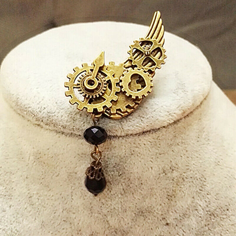 Steampunk Gears Wing Brooch Retro Punk Gothic Chest Pin For Woman ManA TH