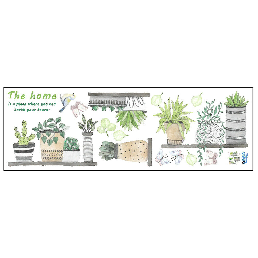 2pc Wall Stickers Green Plants Delicate Removable Wall Stickers Self Adhesive HN