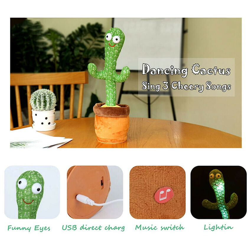 Funny Dancing Cactus Singing Twisting Electric Shake with the Songs Plush Toys