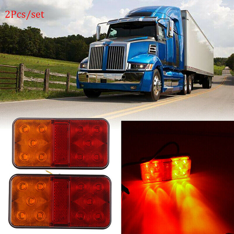 1Pair Amber Red Car Truck Trailer Rear Led 10LED Tail Indicator Stop Brake LBDA