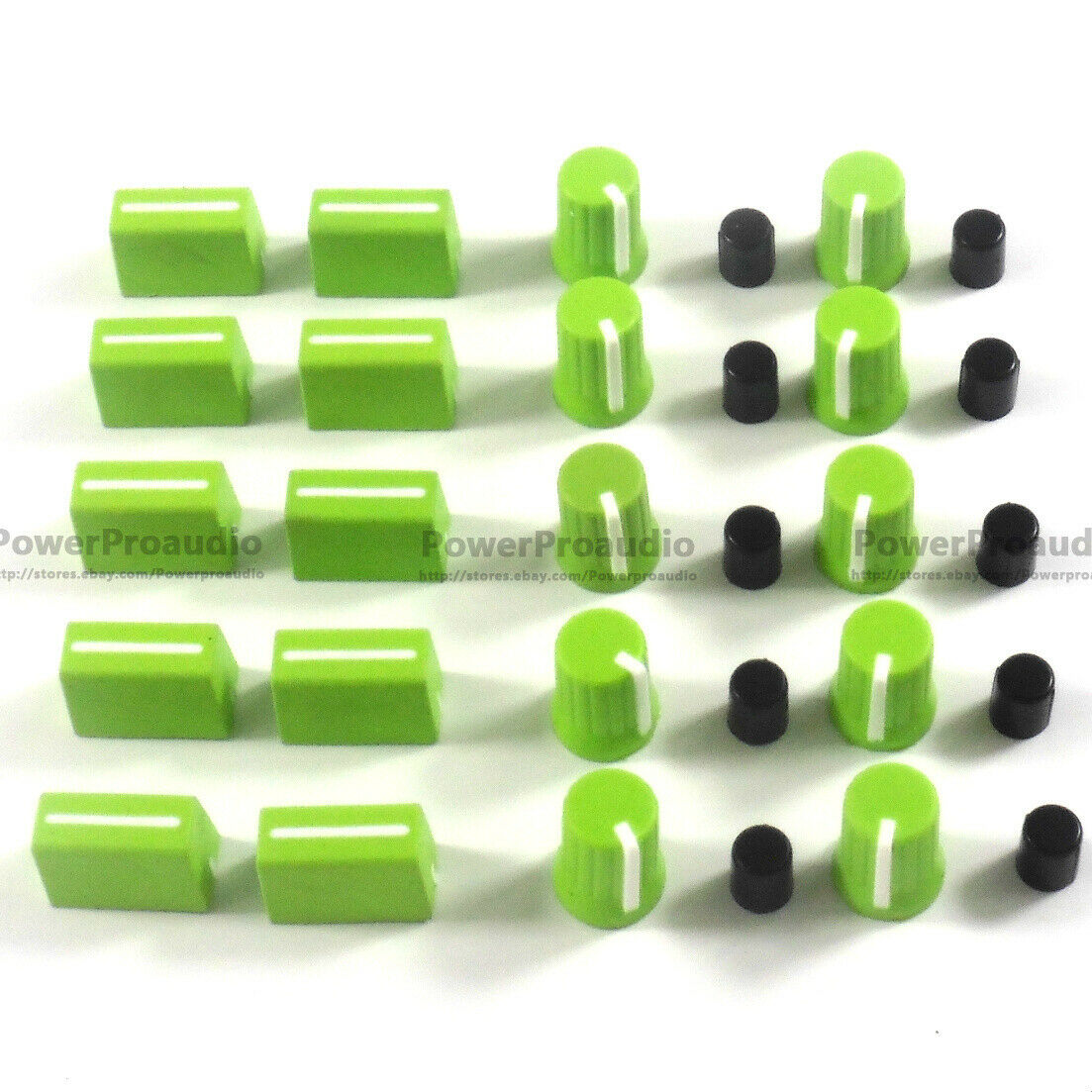10PCS Rotary Knob+10PCS Fader Cap For Rane Mixer TTM 57 61 62 64 68(Dark Green)