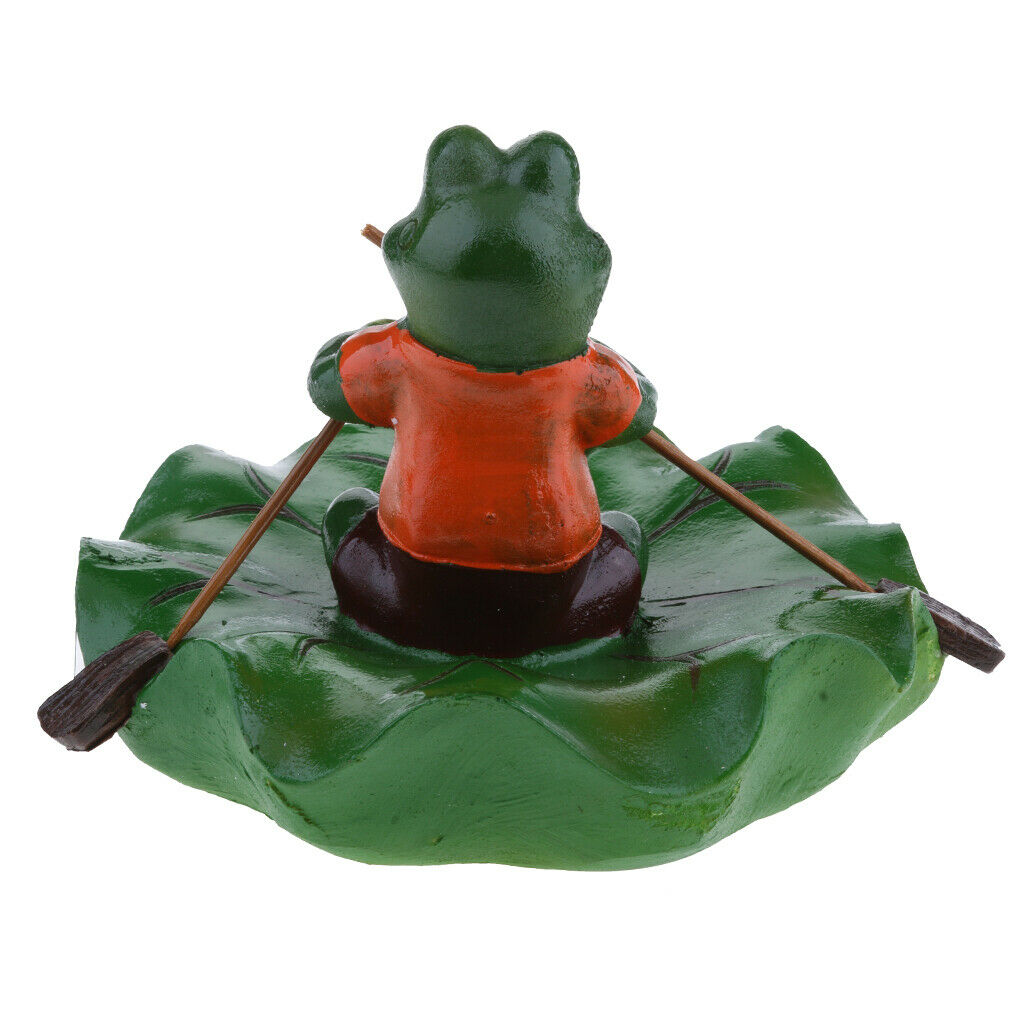 Floating Lotus Leaf and Rowing Frog Animal Ornament Garden Pond Decoration