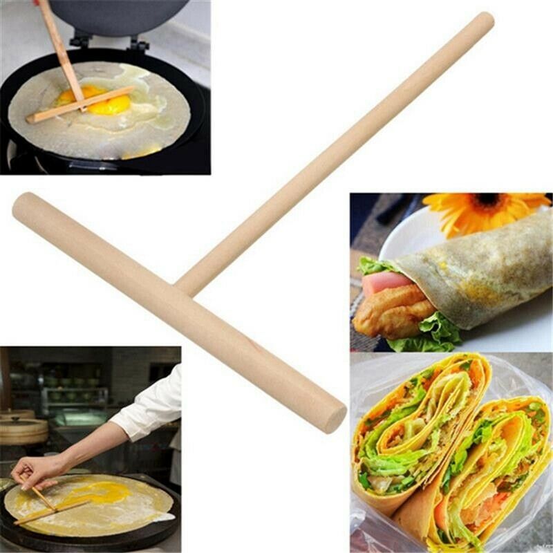 2Pcs Pancake Cooking Utensils Wooden Crepe Spatulas and Spreader Set -TortillaY9