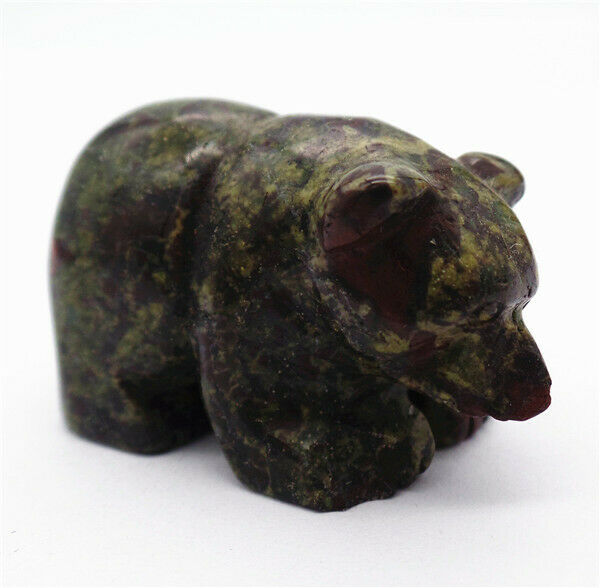 47x28x23mm Natural Dragon Blood Stone Carved Bear Decoration Statue Decor HH7738