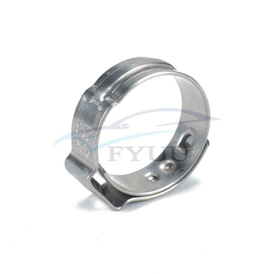 60 x Single Ear Plus Stainless Steel Hydraulic Hose Clamps O Clips Pipe Fuel Air