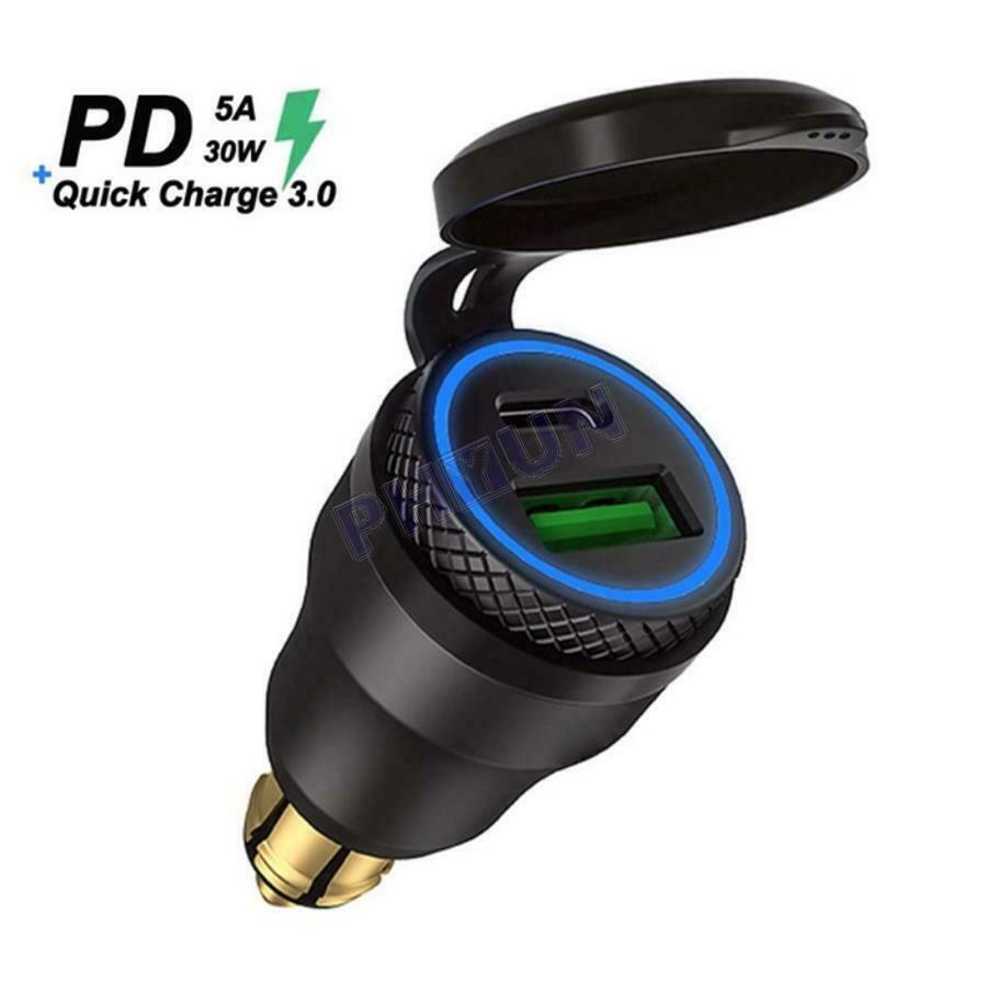For Hella / DIN BMW QC3.0 USB Type C PD Fast Charger Power Adapter Waterproof
