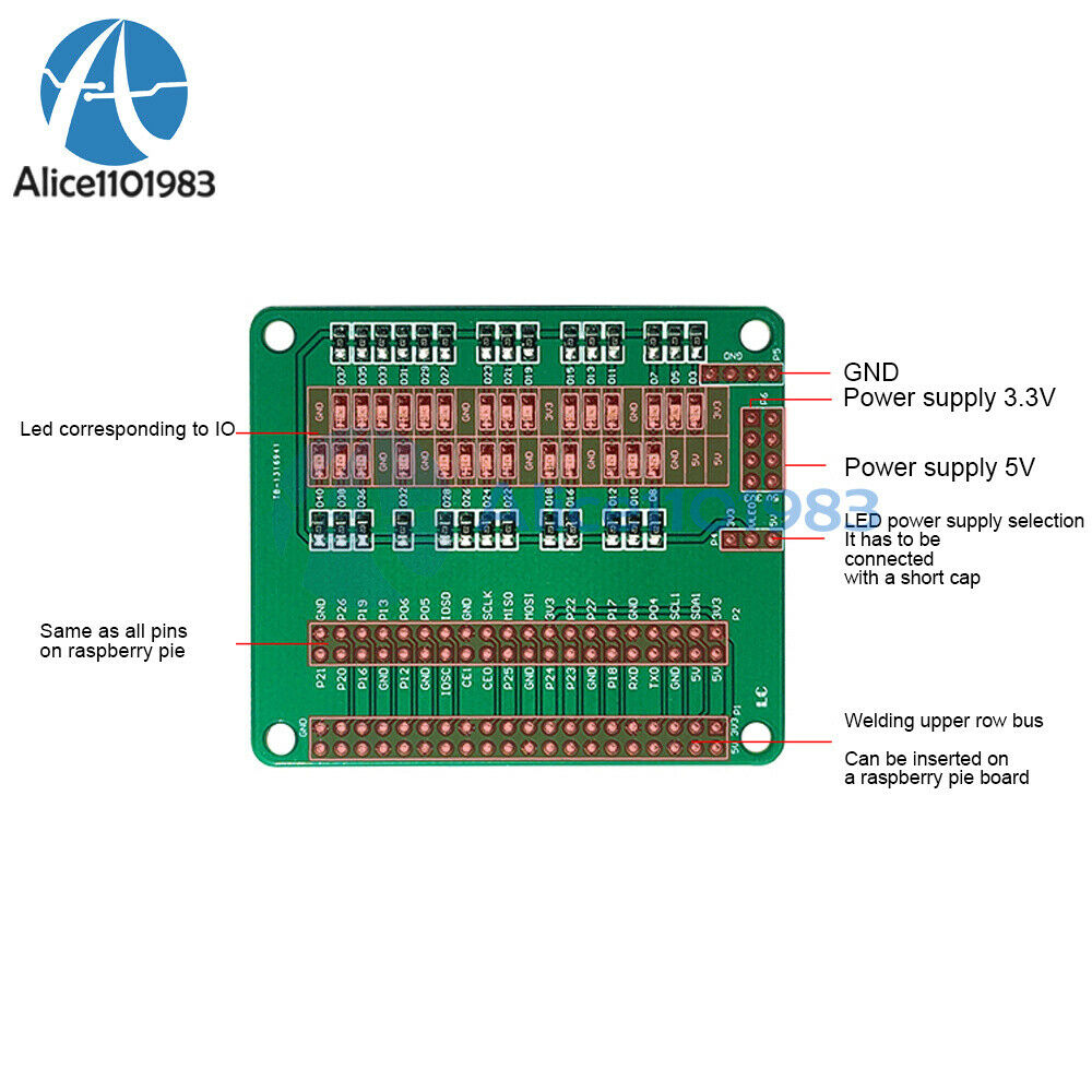 LED Test Board Raspberry Pi LED Test Board IO Port Test Board Adapter Board
