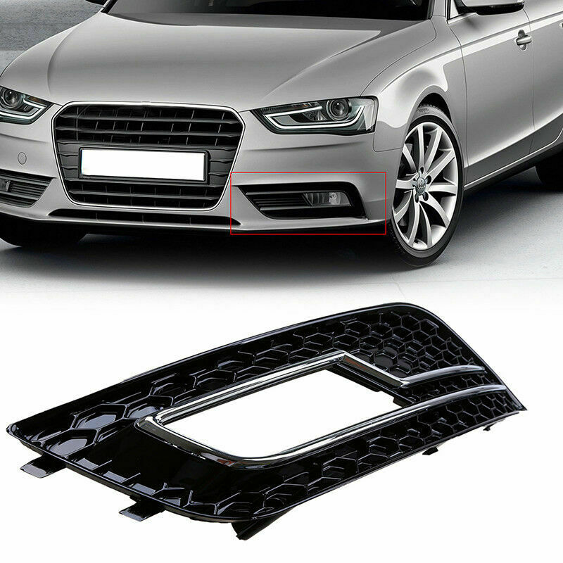 Chrome Left Side Front Bumper Fog Light Grille Grill Fit Audi A4 B8 2013-2016 15
