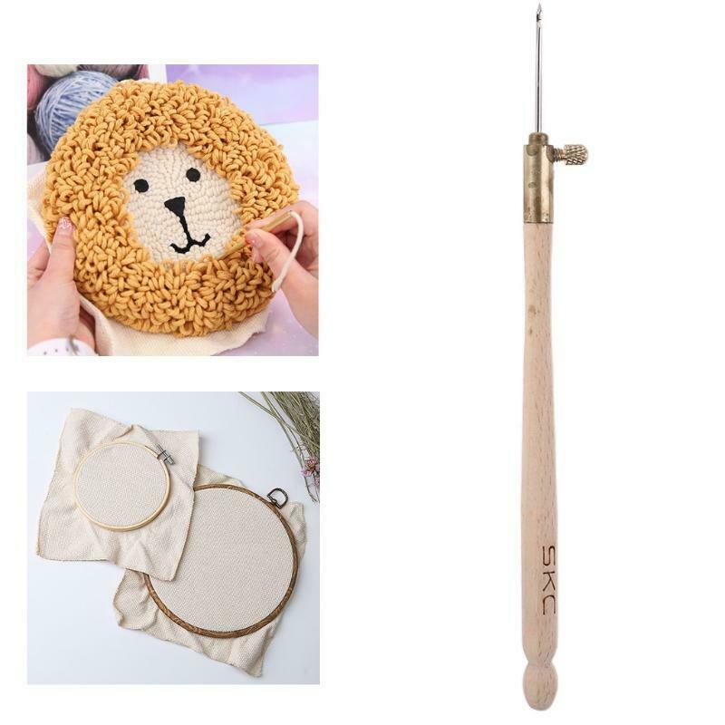 Embroidery Punch Needle French Crochet Hook with 3 Needles Pen Cross Stitch Tool