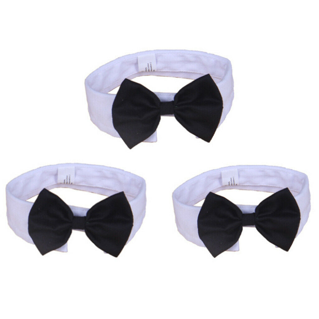 Adjustable Pet Dog Cat Bowknot Tie Christmas Holiday Party Collar White_L