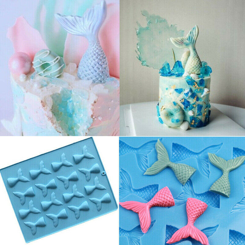 16 Cavities Mermaid Tail Silicone Mold For Chocolate, Candy Jelly Molds Baby