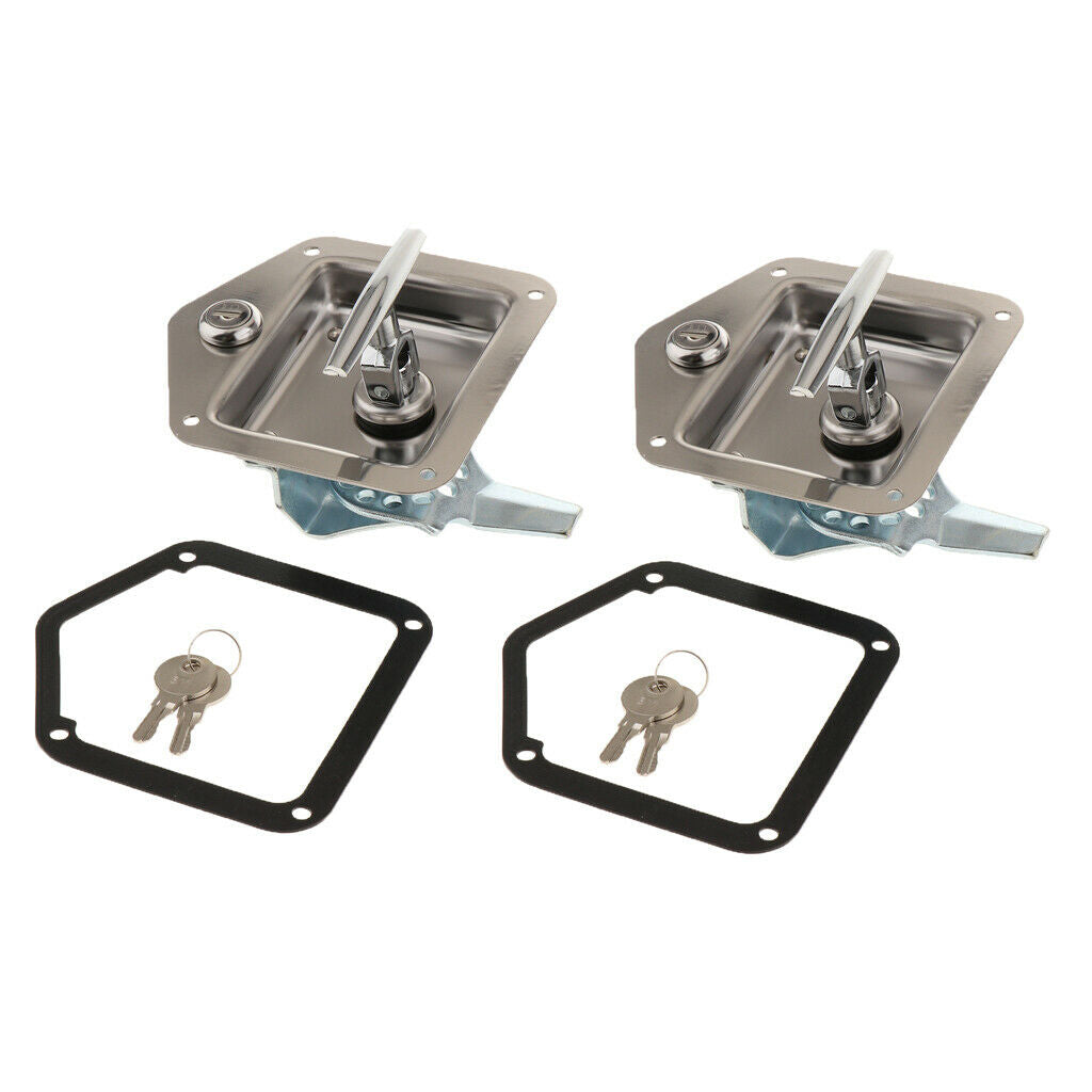Stainless Steel Car Truck Trailer Toolbox Lock Latch w 2 Key T Handle 2 Pack