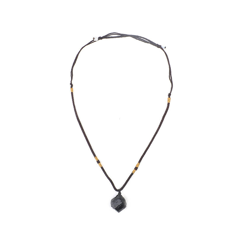 Hot Natural Black Tourmaline Stone Pendant Chakra Necklace Crystal Gem Specimen