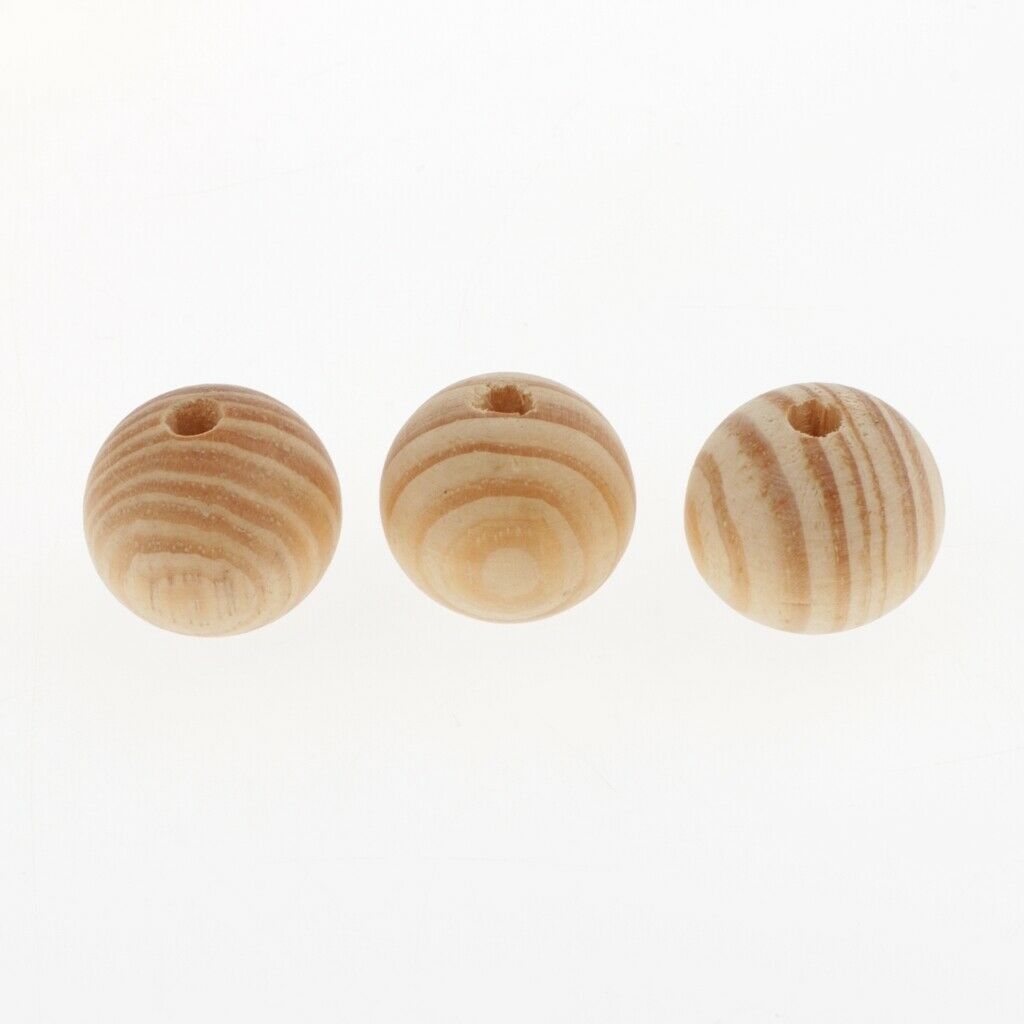 40Pcs DIY Wood Spacer Bead Pieces Round Wooden Loose Beads Crafts DIY