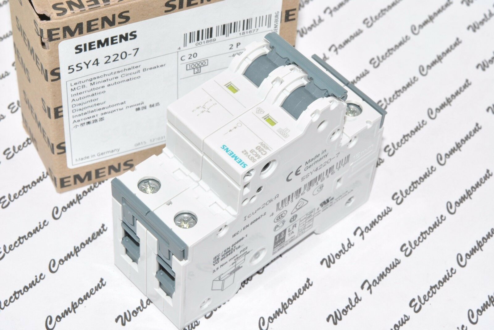 1pcs - SIEMENS 5SY4220-7 5SY42-MCB-C20 20A 2P Circuit Breaker