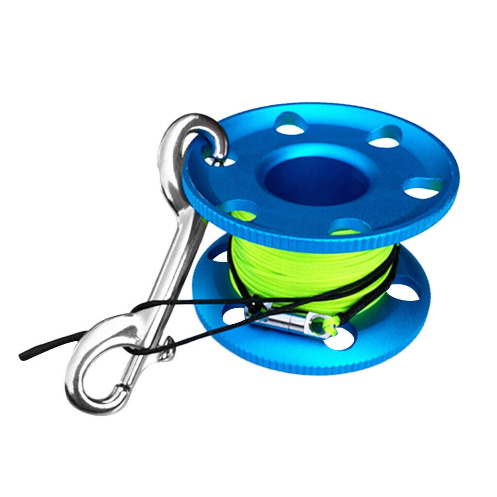 Portable Scuba Dive Finger Spool Reel with 50m Line Bolt Snap for Underwater