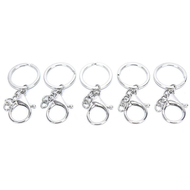 10X Big Lobster Clasp Hooks Keychain Split Ring Short Chain Key Ring DIY FDBD