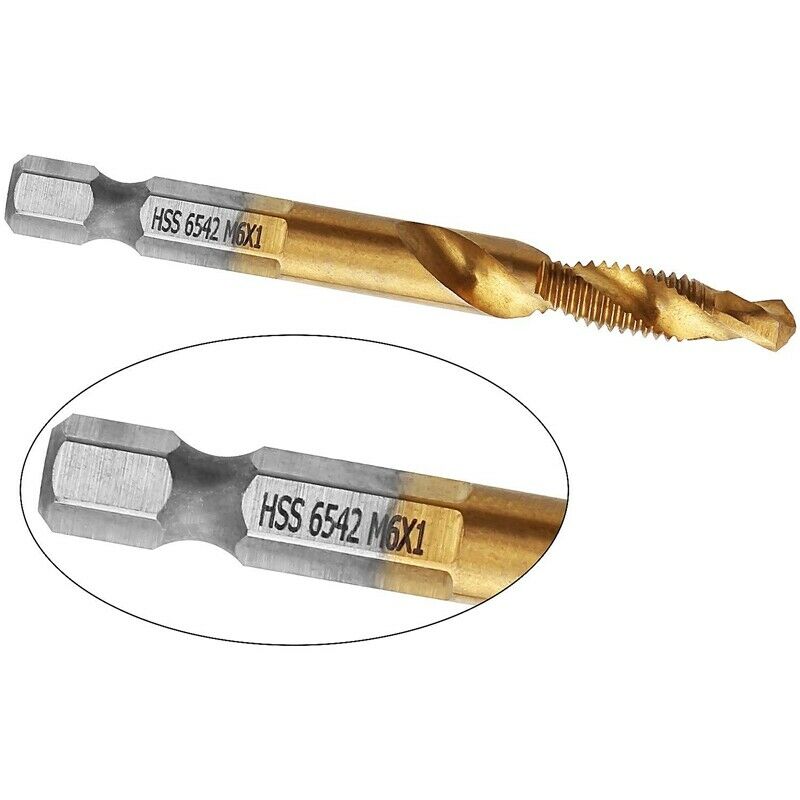 5Pcs Titanium Combination HSS Drill and Tap Set Metric Thread HSS M6 Screw TapX3