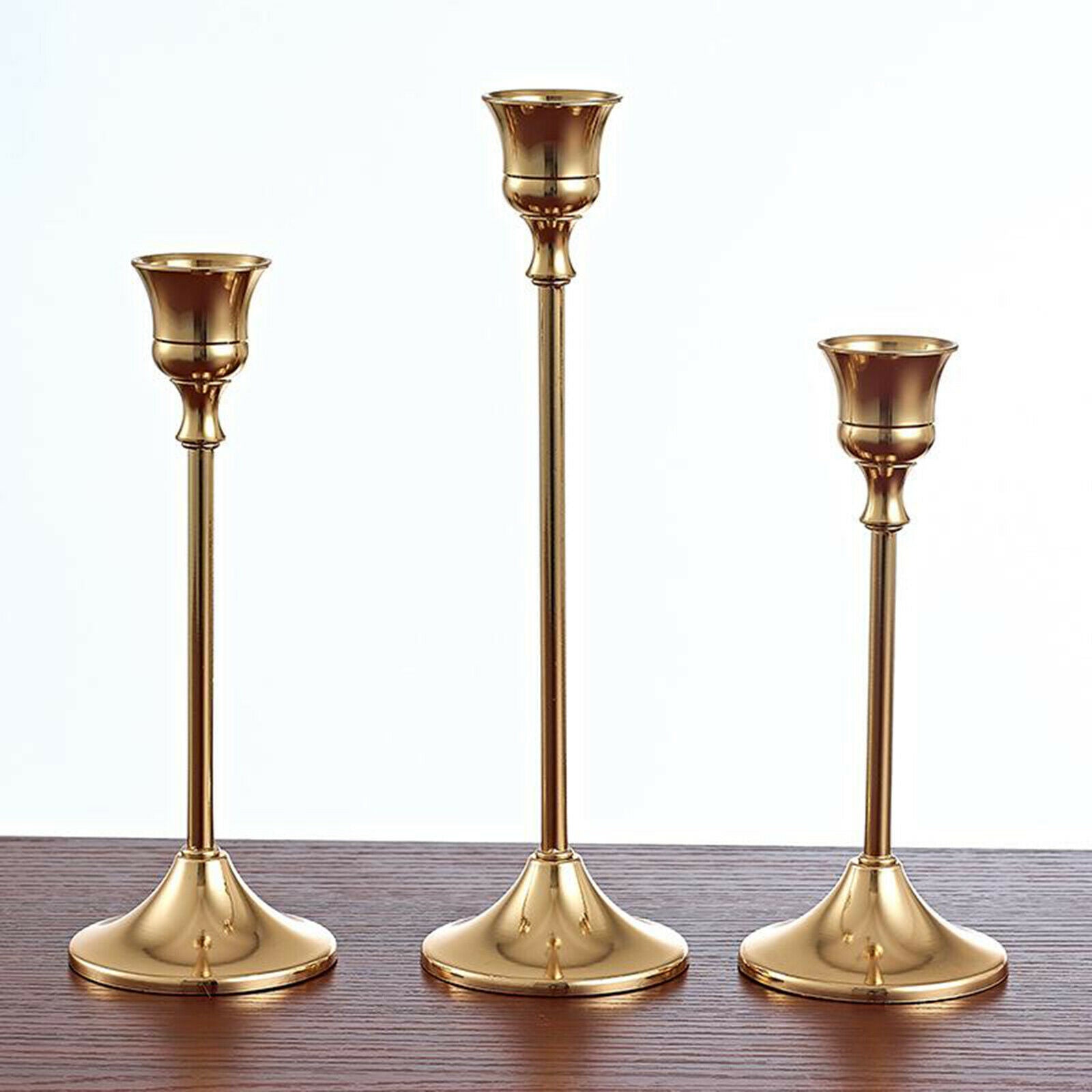 3x Metal Candle Stand Candlestick Holders Taper Stands Wedding Office Decor