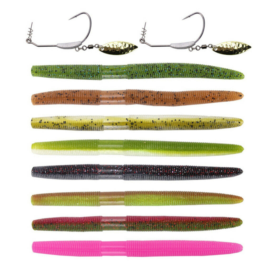 15Pcs Simulated Maggot Lure Earthworm Bait Grub Soft Bait with Salt 13.5cm