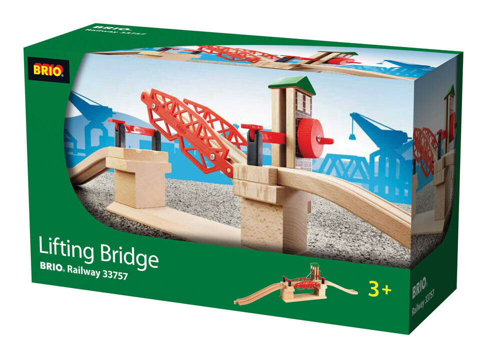 33757 BRIO Lifting Bridge Wooden Train Railway Bridges inc 3pcs Age 3 years+