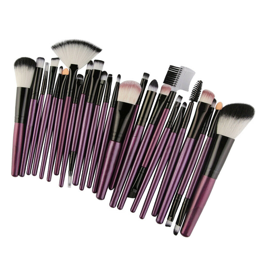25x Pro Soft Makeup Brushes Contour Liquid Blending Lips Brush Purple Black