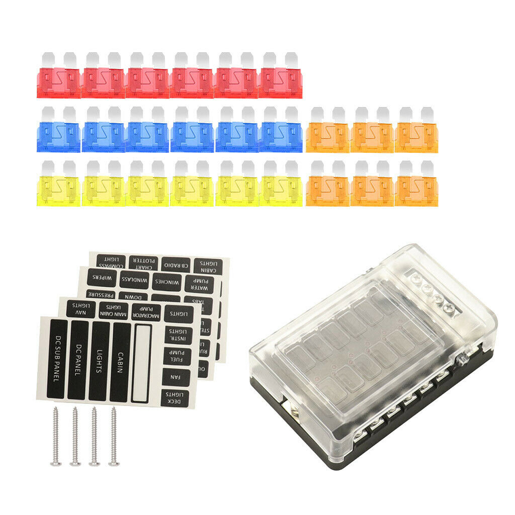12-Way Blade Fuse Box Block Holder LED Indicator 12V-32V Auto Marine Car Boat