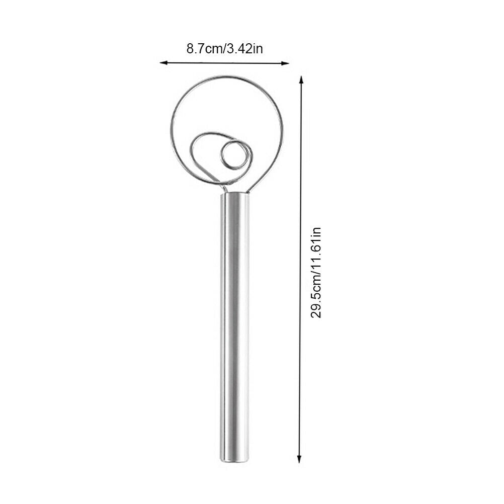 3.5x11.5 inch Stainless Steel Dutch Dough Hand Mixer Whisk Danish Dough Whisk