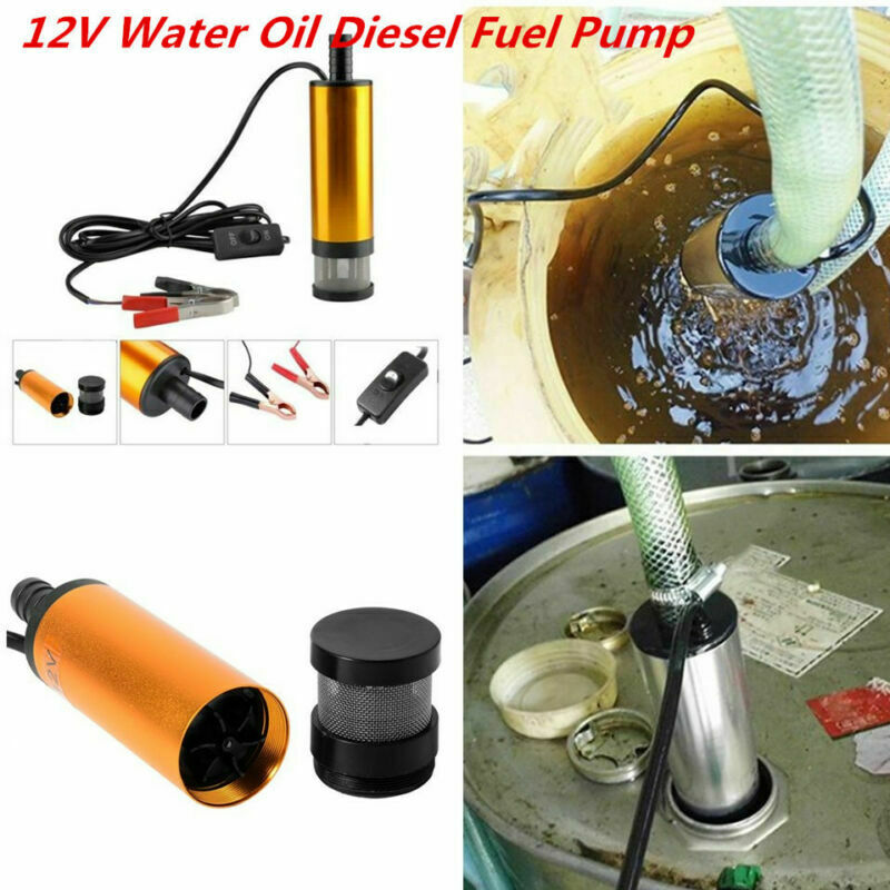 12V 38mm Golden Submersible Pumps Water Oil Fuel Transfer Refueling Detachable