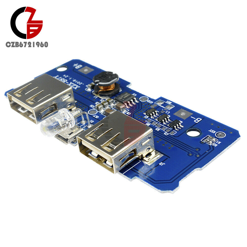 5V 2A Dual USB Power Bank Mobile Charger Board Step-Up Module Indicator Light