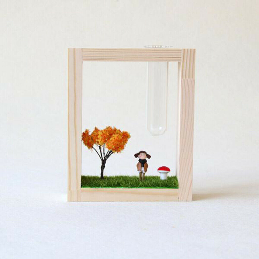 Hanging Micro landscape Test Tube Flower Vase Hydroponic Vase In Wood Stand A