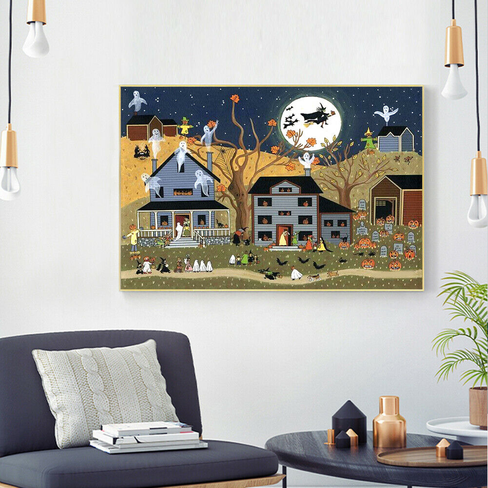 5D DIY Full Round Drill Diamond Painting Halloween Mosaic Rhinestone Draw Decor
