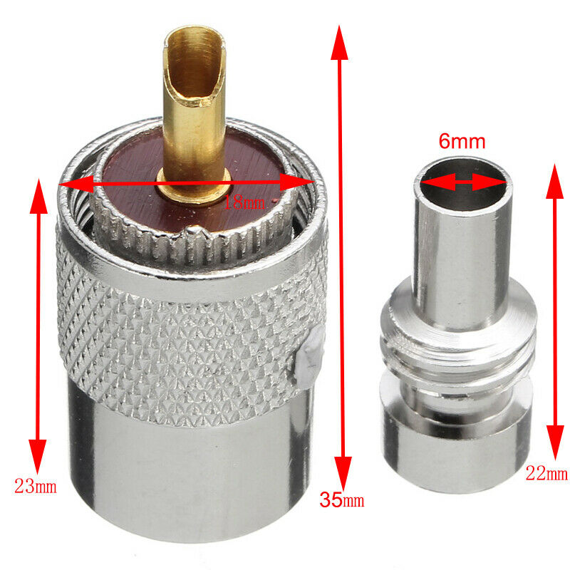 10pcs PL259 Solder Connector Plug With Reducer for RG8X Coaxial Coax Cable Kit