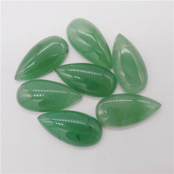 15Pcs 30x15x6mm Wholesale Natural Green Aventurine Teardrop Cab Cabochon HH9646
